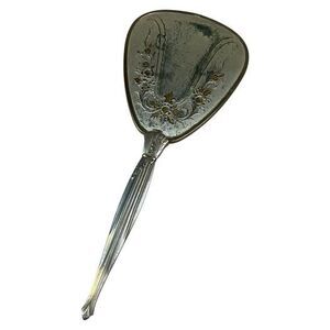 Antique Floral Brass Hand Mirror